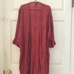 Forever 21 rust embroidered long kimono